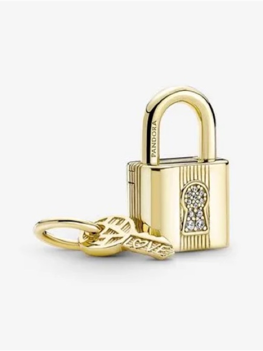Pandora Gold Padlock and Key Charm with Pavé Keyhole